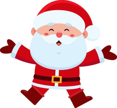 Joyful Santa Claus Cartoon Character With Open Arms and Happy Expression vector