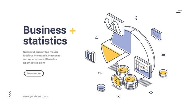 Business Statistics And Financial Data Analysis Modern Isometric Banner Web Illustration vector