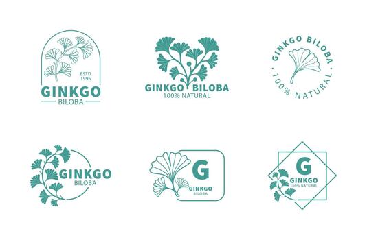 Ginkgo Logo Templates and Text Frames. Botanical Monogram Set vector