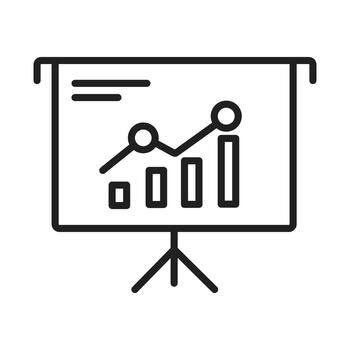 presentación pantalla línea icono - negocio grafico y datos análisis símbolo vector
