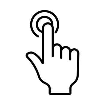 Touch Screen Hand Gesture Icon - Linear Click and Tap Symbol for UI vector