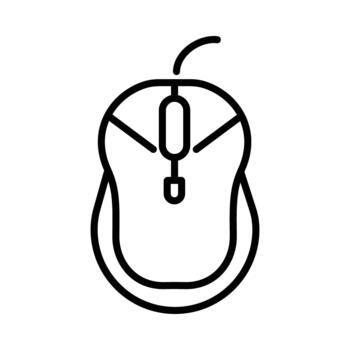 Computer Mouse Line Icon - Wired PC Input Device Symbol vector