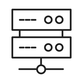 computadora servidor línea icono - datos almacenamiento y red base de datos vector