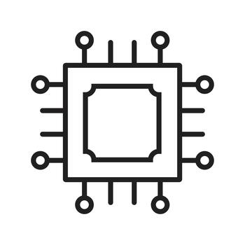 Generic Microprocessor Chip CPU Hardware Line Icon vector