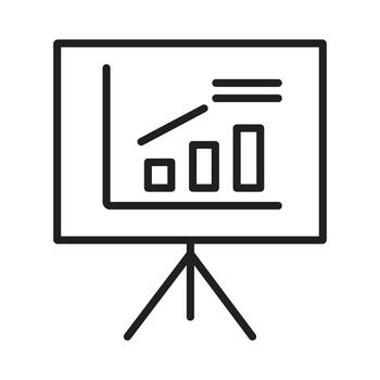 Presentation Chart Line Icon on Tripod Stand vector