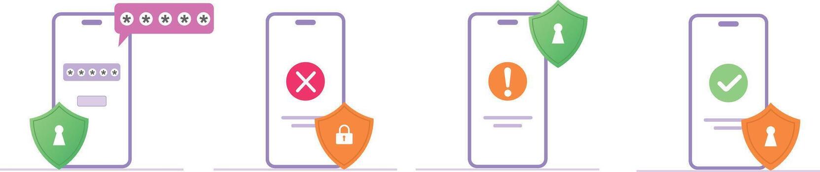 Smartphone login screen with security shield and password entry concept for digital protection vector