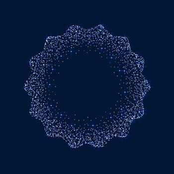 Round winter frame. Wavy Ring shape, circle made of sparkling sand, specks, tiny spots, dots confetti. Radial templates for borders, backgrounds, design elements. vector