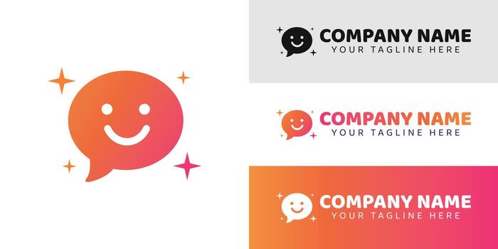 Smiling Chat Bubble Logo with Gradient Style for Social App Branding vector