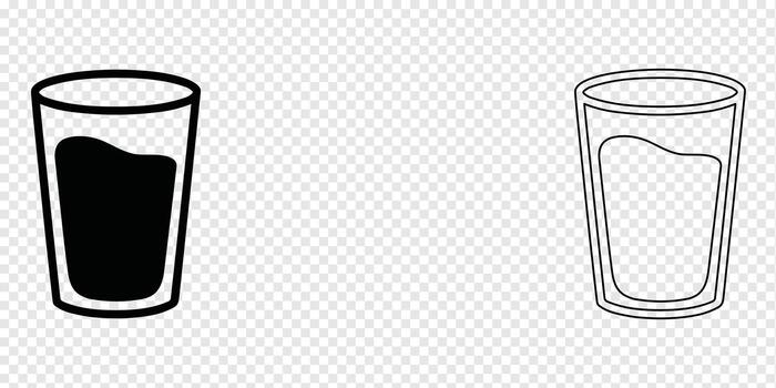 Drinking glass icon in filled and outline styles, minimalist beverage container concept. vector