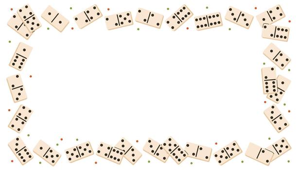 rectángulo marco decorado con divertido dominó juego piezas y minúsculo punto acentos brillante plano dibujos animados estilo agrega juguetón juego onda, Perfecto para creativo diseño, niños diseños, educativo proyectos vector
