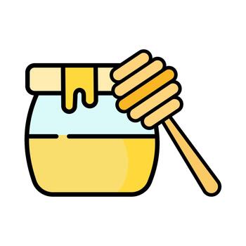 A honey jar and a honey dipper on white background. vector