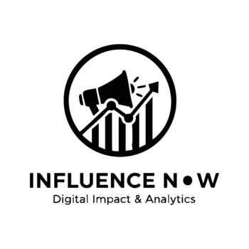 Influence Now Digital Impact and Analytics Logo featuring a Megaphone and Upward Trending Graph in a Circle vector