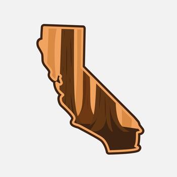 Redwood Threes with California Map Frame Perfect for Print, Apparel, etc vector