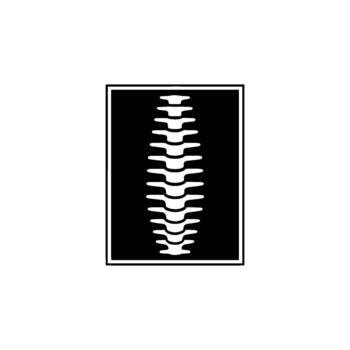 A striking illustration of a human spinal column in a minimalist style enclosed within a simple border vector