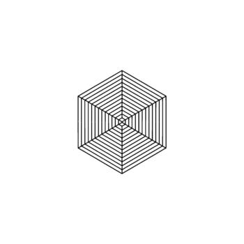 A minimalist geometric line art abstract optical illusion forming a repeating hexagonal cube pattern vector