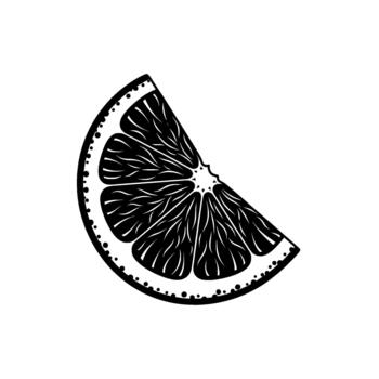 un rígido linea de trabajo ilustración representando un detallado cuña rebanada de agrios Fruta con radiante pulpa segmentos y un texturizado corteza aislado vector