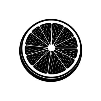 un rígido ilustración de un soltero cruzar sección de un maduro agrios Fruta representando un Fresco naranja o limón rebanada con distinto segmentos y radiante líneas vector