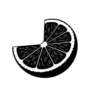 un rígido silueta de un segmentario agrios Fruta rebanada con texturizado corteza aislado vector