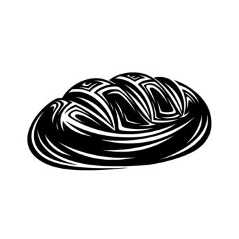 A stylized illustration of a loaf of bread with intricate swirling patterns and deep lines creating a textured appearance vector