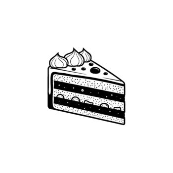 A stylized illustration of a layered cake slice adorned with three swirls of frosting and scattered decorative dots vector