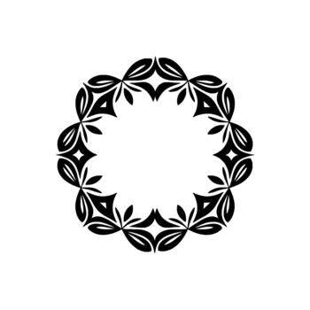 A stark featuring an intricate circular mandala motif composed of repeating stylized leaf and petal elements vector