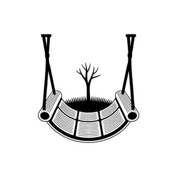 conceptual Arte representando un columpio hecho de apilado abierto libros vector