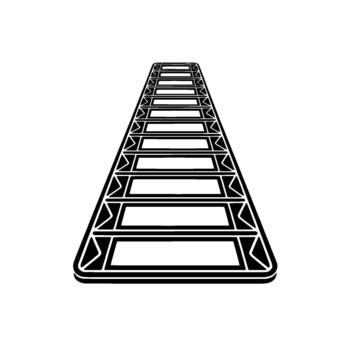 A stark minimalist representation of a stylized pathway or ramp receding into the distance vector