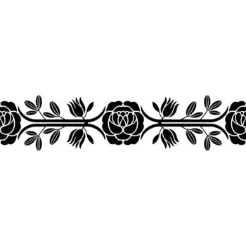 A symmetrical floral border featuring stylized roses and leaves in a continuous linear pattern vector
