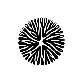 Abstract symmetrical and gray organic radial pattern with flowing tendrils vector