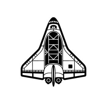 un simplificado ilustración de un espacio lanzadera astronave con intrincado interno estructural detalles aislado vector