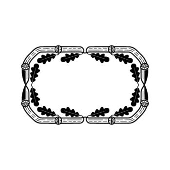 estilizado resumen marco presentando interconectado segmentario tubos adornado con sencillo roble hojas vector