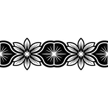 A seamless decorative floral border with stylized repeating flower and starburst motifs creating an elegant continuous pattern vector