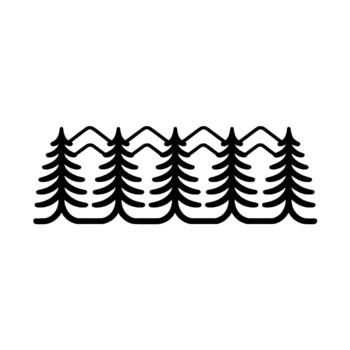 A stylized minimalist featuring a repeating pattern of abstract pine trees and mountain peaks vector
