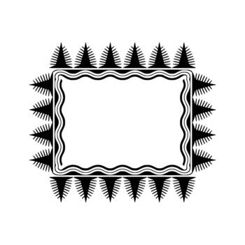 Ornate abstract geometric border with jagged triangular spikes and wavy inner frame vector