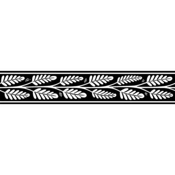 Elegant monochromatic pattern border with repeating stylized laurel leaves and small berries vector