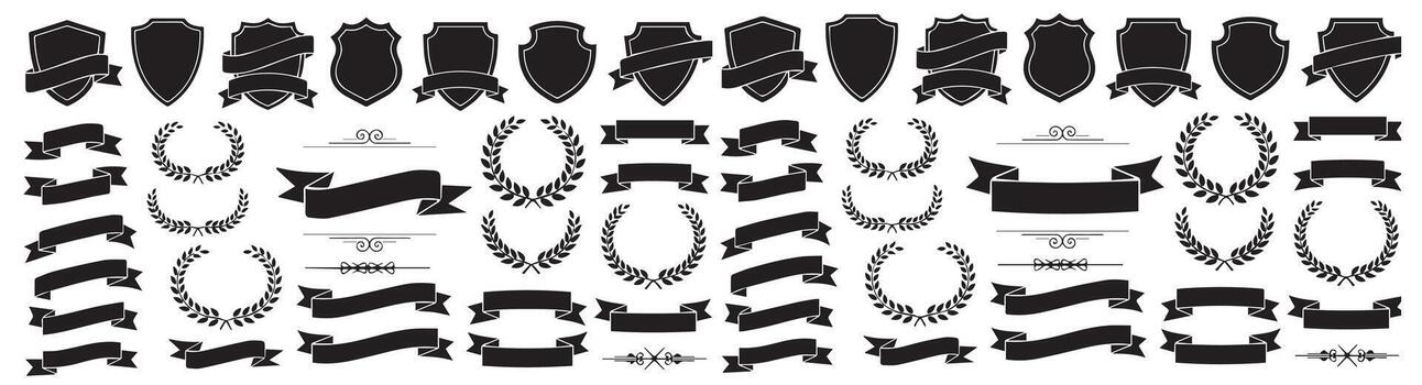 Retro Ribbon and Shield Design Elements vector