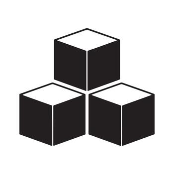 Modular Cube Icon. Isometric black and white triangular arrangement of three cubes for 3D design, structural concepts, architecture, and technology. vector
