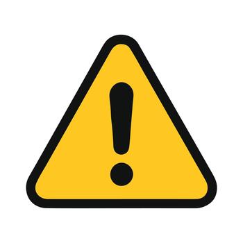 Exclamation Mark Icon. Bold black and white symbol indicating alert, warning, importance, or danger in interfaces and signage. vector