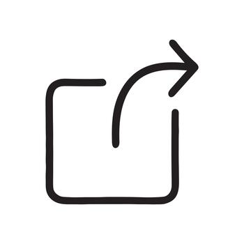 Minimalist Share Icon. Black symbol of content export or digital sharing with an arrow from a square for web and app interfaces. vector