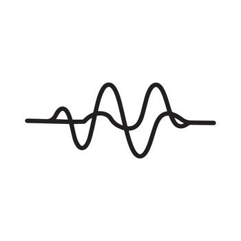 Waveform Icon. Stylized oscillating signal with varying amplitude for audio, physics, engineering interfaces, and sound analysis. vector