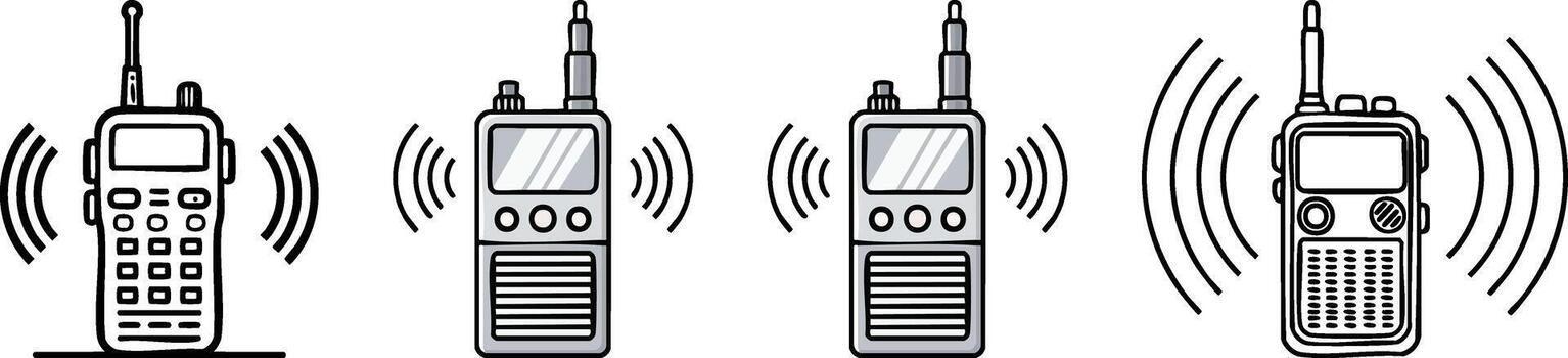 radio comunicación dispositivo icono con negrita estructurado contorno representando táctico campo comunicación equipo vector