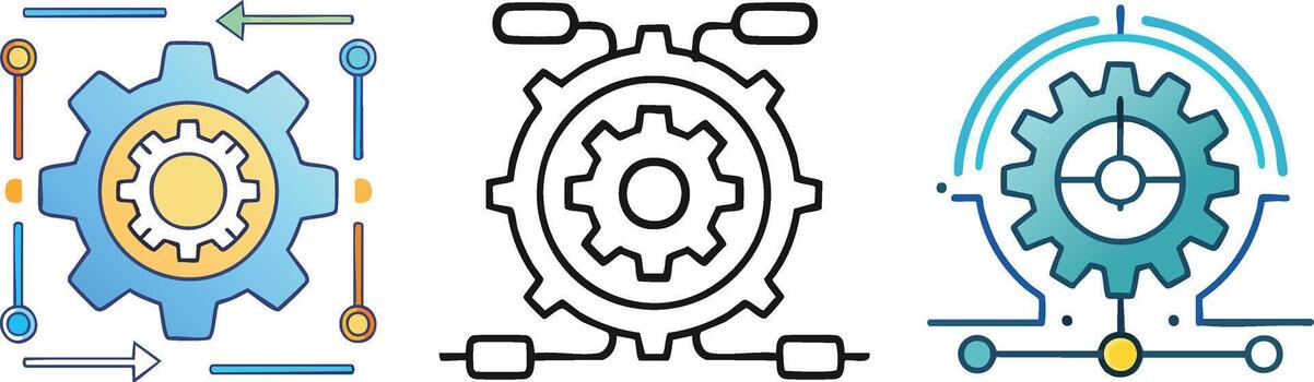 sistema configuración icono con engranaje y deslizadores representado en mínimo sencillo línea estilo para preparar conceptos vector