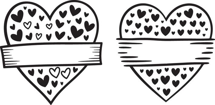 conjunto de corazón formas con garabatear corazones modelo y horizontal pancartas para personalizado mensajes vector