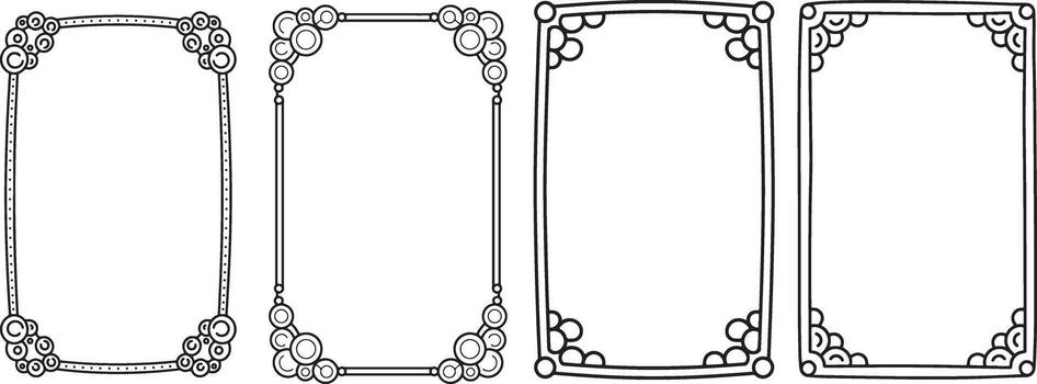 Retro rectangle frames set, hand drawn doodle borders collection with various shapes vector