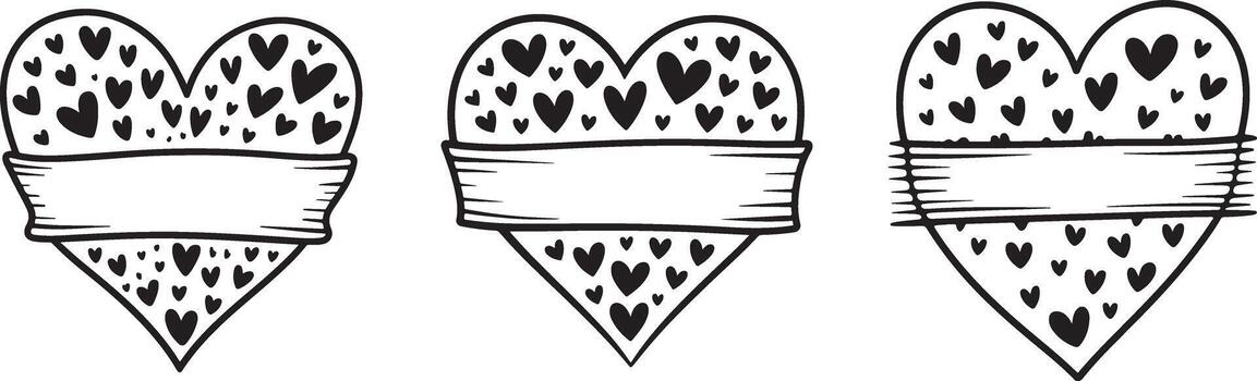 colección de corazón formas con pequeño corazón patrones y bandera para personalizado texto vector