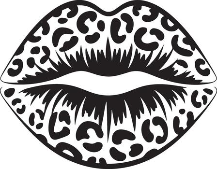 Single pair of luscious lips with a captivating leopard print animal pattern texture vector