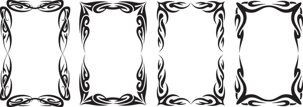 Set of four tribal style decorative vertical frames with empty space for your content vector