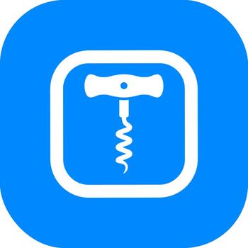 Minimalist Flat Design Corkscrew Tool Icon on Rounded Square Shape vector