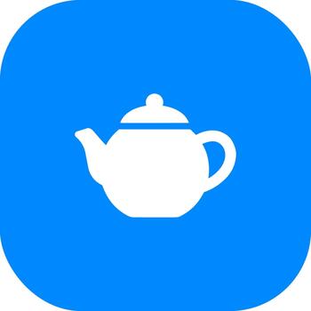 Minimalist Flat Design Teapot Illustration on a Rounded Square Shape Icon vector
