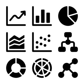 sencillo línea estilo estadístico datos gráfico y grafico elemento icono conjunto vector